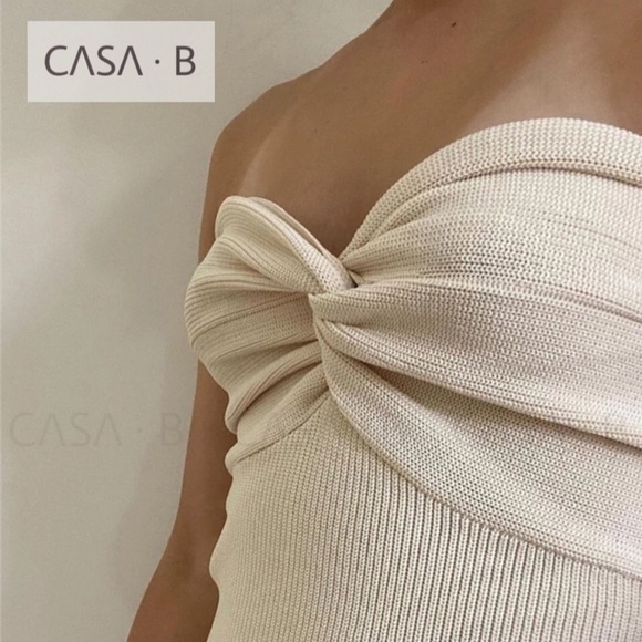 NEW ARRIVAL!💫 CASA B | Renee Twist Front Oatmeal Knit Midi Dress - Picture 5 of 8